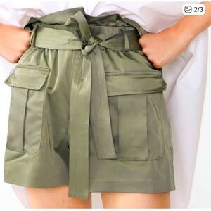 Zara Olive Tie-Waist Shorts